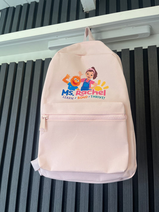 Ms. Rachel Mini Backpack, including personalization details: