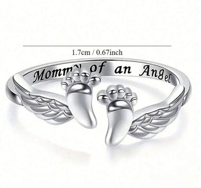 “Mommy of an Angel” Memorial Ring – Adjustable Sterling Silver