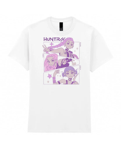 Huntrix character T-shirt, available in white or black: