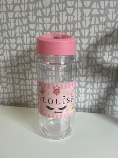 P.Louise Glam Water Bottle – Pink Lid & Clear Body