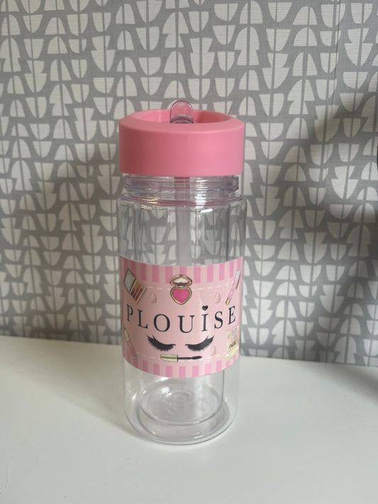 P.Louise Glam Water Bottle – Pink Lid & Clear Body