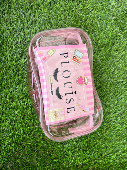 P.Louise Pink Pencil Case / Makeup Bag – Clear Glam Edition