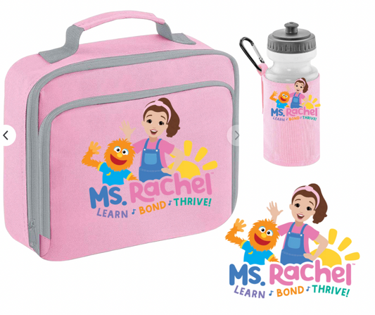 Ms. Rachel Lunch Bag & Bottle Set with personalization included: