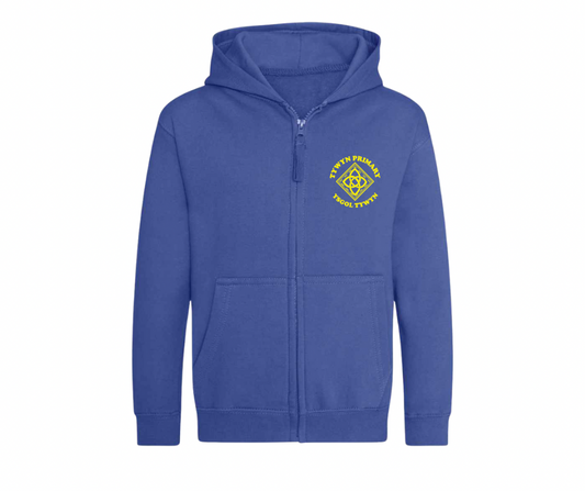 Tywyn Primary School Zip-Up Hoodie – Royal Blue
