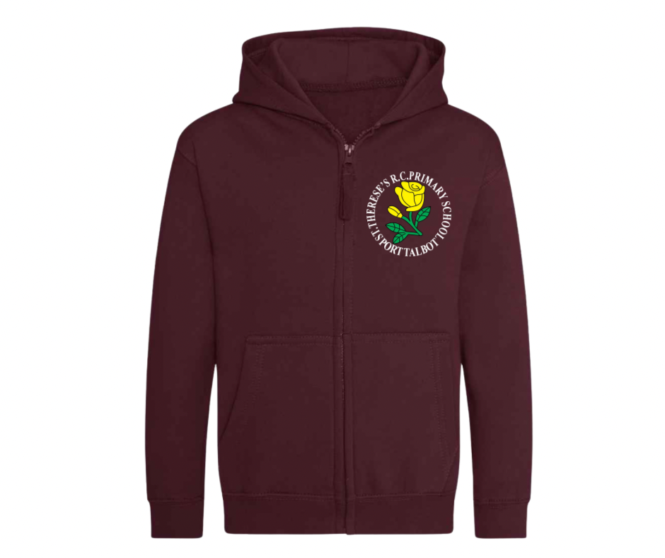St. Therese’s R.C. Primary School Zip-Up Hoodie – Burgundy