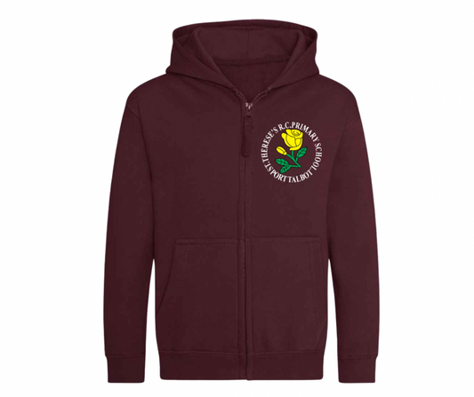 St. Therese’s R.C. Primary School Zip-Up Hoodie – Burgundy