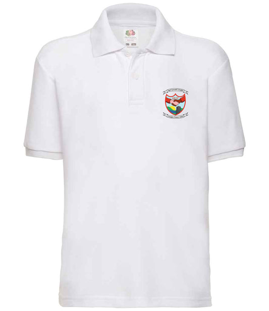 Cwmavon School White Polo Shirt – DTF Printed Logo
